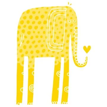 Vector hand drawn illustration with cote colorfull elephants Stock Illustration