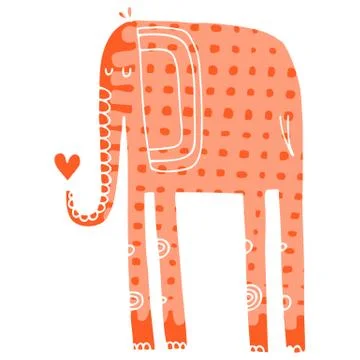 Vector hand drawn illustration with cote colorfull elephants Stock Illustration