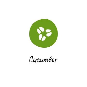 Vector hand drawn illustration of cucumber slice isolated on white background Stock Illustration