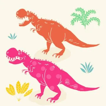 Vector hand drawn illustration with cute cartoon doodle dinosaur Stock Illustration