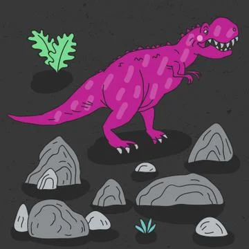 Vector hand drawn illustration with cute cartoon doodle dinosaur Stock-Illustration