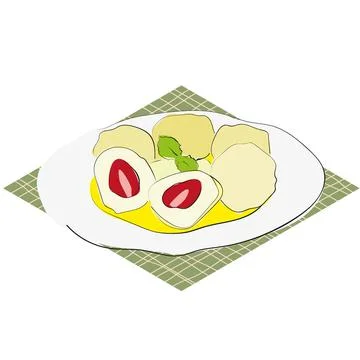 Vector hand drawn illustration of czech dumpling Stock Illustration