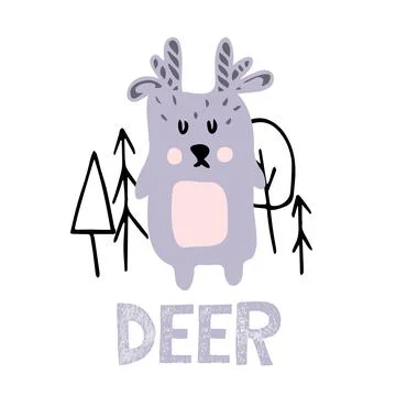 Vector hand-drawn illustration of a deer. Stock Illustration