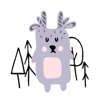 Vector hand-drawn illustration of a deer Stock Illustration