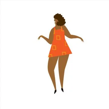 Vector hand drawn illustration of fun carribean or african woman dancing samba Stock Illustration