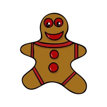 Vector hand drawn illustration of a gingerbread man in brown color Stock Illustration
