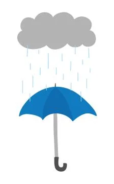 Vector hand-drawn illustration of it's raining and opened umbrella. Illustrazione stock