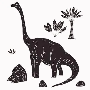 Vector hand drawn illustration jurassic Stock Illustration