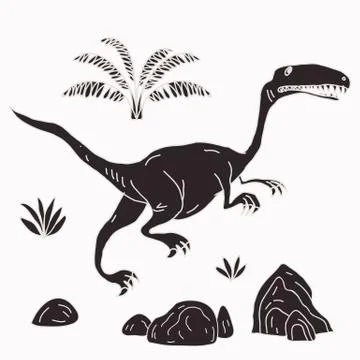 Vector hand drawn illustration jurassic Illustrazione stock