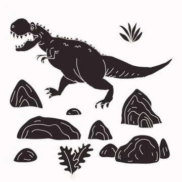 Vector hand drawn illustration jurassic Stock Illustration
