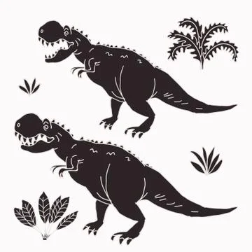 Vector hand drawn illustration jurassic Stock Illustration