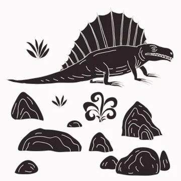 Vector hand drawn illustration jurassic Stock Illustration