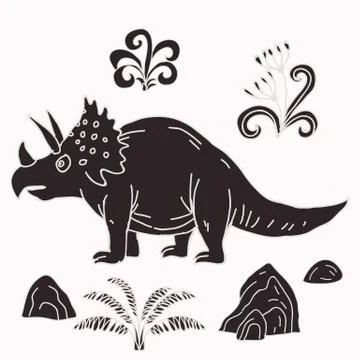 Vector hand drawn illustration jurassic Stock Illustration