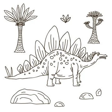 Vector hand drawn illustration jurassic Stock Illustration