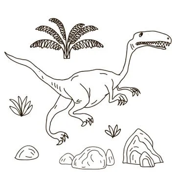 Vector hand drawn illustration jurassic Stock Illustration