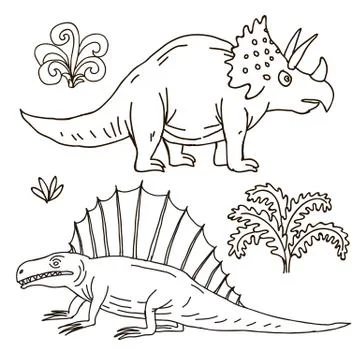 Vector hand drawn illustration jurassic Stock Illustration