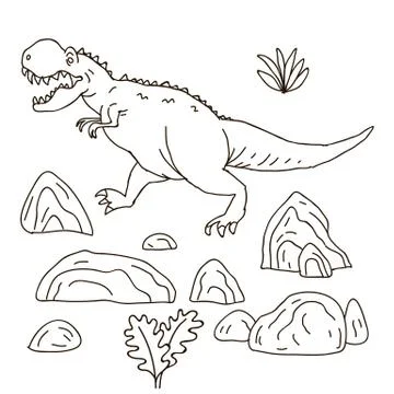 Vector hand drawn illustration jurassic Stock Illustration