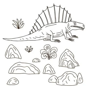 Vector hand drawn illustration jurassic Illustrazione stock