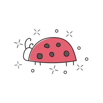 Vector hand drawn illustration of ladybug isolated on white background Stock Illustration