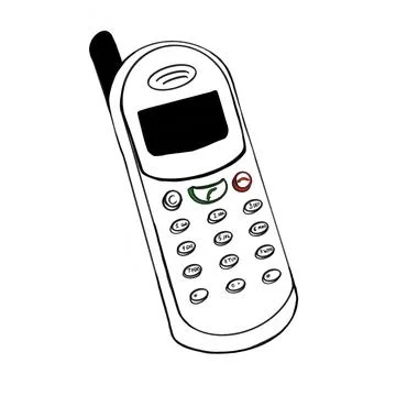 Vector hand drawn illustration of a mobile phone with black lines Stock Illustration