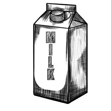 Vector hand-drawn illustration of a package of milk, doodle style Stock Illustration