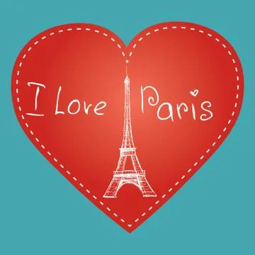 Vector hand drawn illustration with Paris symbol. Eiffel tower. イラスト素材