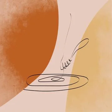 Vector hand drawn illustration of a plate with a cutlery. Stock Illustration