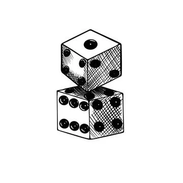 Vector hand drawn illustration of playing dice Stock Illustration