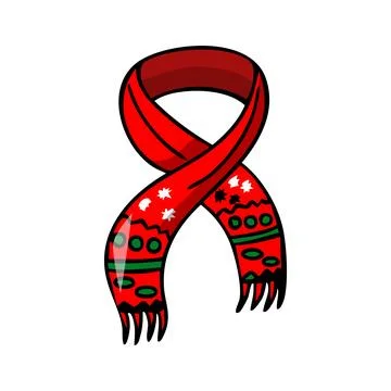 Vector hand drawn illustration of a red Christmas scarf Stock Illustration