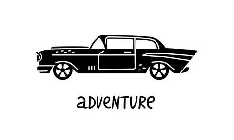 Vector hand-drawn illustration of a retro car. Personal vehicles. Stock-Illustration