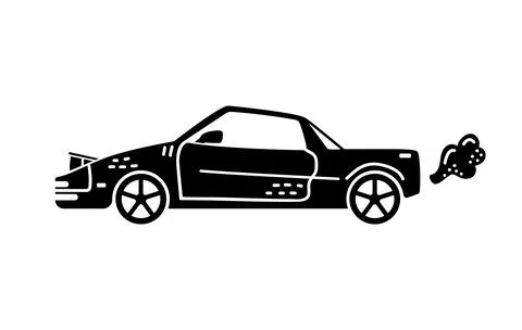 Vector hand-drawn illustration of a retro car. Personal vehicles. Ilustração Stock
