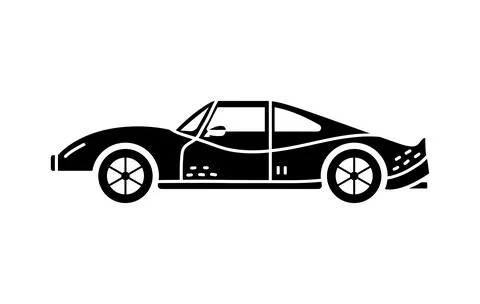 Vector hand-drawn illustration of a retro car. Personal vehicles. Illustrazione stock