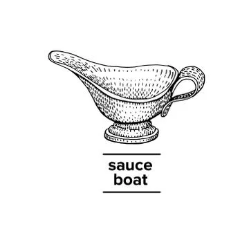 Vector hand drawn illustration of sauce boat Stock Illustration