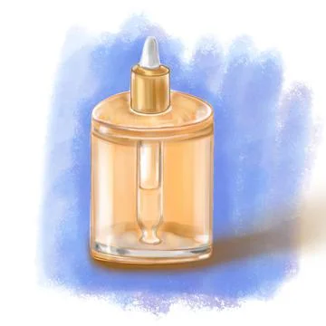 Vector hand drawn illustration of serum jar with pipette Stock Illustration
