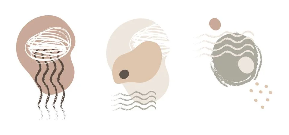 Vector hand drawn illustration set with abstract circles Stock Illustration