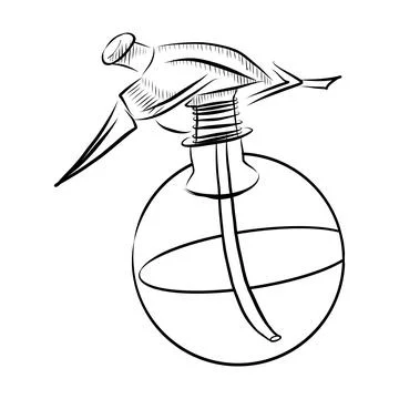 Vector hand-drawn illustration of a spray bottle drawn with black line art 库存插图