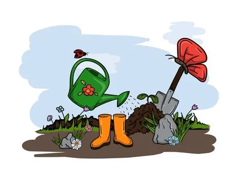 Vector hand drawn illustration of spring nature Stock Illustration