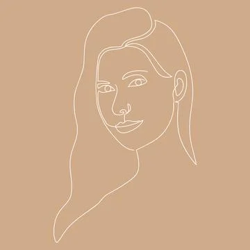 Vector hand-drawn illustration in the style of linear art. Portrait of a Stock Illustration