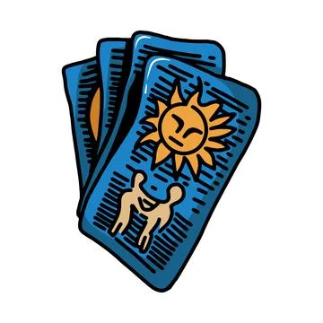 Vector hand drawn illustration of tarot cards. Magic and witchcraft symbols.  Illustrazione stock