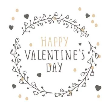 Vector hand drawn illustration of text HAPPY VALENTINE'S DAY Stock Illustration