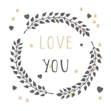 Vector hand drawn illustration of text I LOVE YOU Stock Illustration