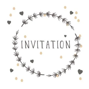 Vector hand drawn illustration of text INVITATION Stock Illustration