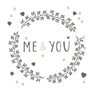 Vector hand drawn illustration of text ME AND YOU Stock Illustration