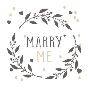 Vector hand drawn illustration of text MARRY ME  Stock Illustration