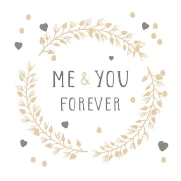 Vector hand drawn illustration of text ME AND YOU FOREVER Stock Illustration