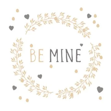 Vector hand drawn illustration of text BE MINE  Stock Illustration