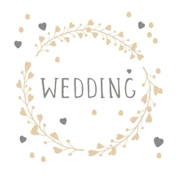 Vector hand drawn illustration of text WEDDING Illustrazione stock