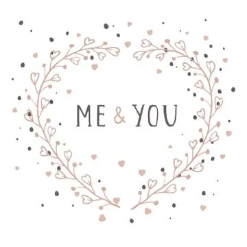 Vector hand drawn illustration of text ME AND YOU Stock Illustration