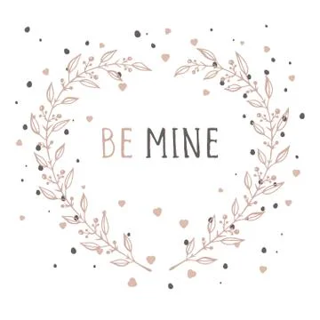 Vector hand drawn illustration of text BE MINE Stock Illustration