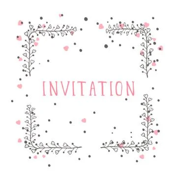 Vector hand drawn illustration of text INVITATION Stock Illustration